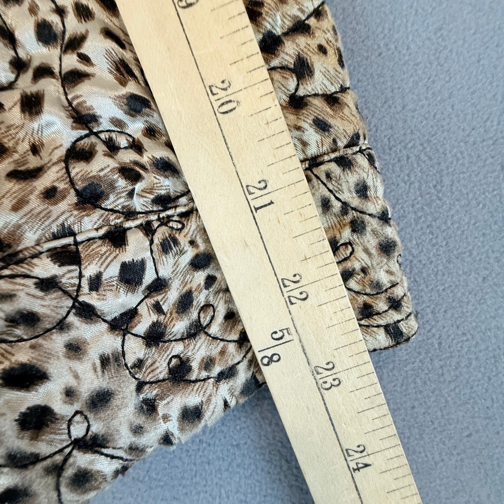 Chico's Reversible Quilted Jacket Women Size 2 Gold Leopard Gray Full Zip Mock - Picture 16 of 16